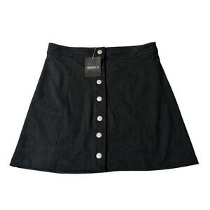 Forever 21 Skirt Womens Small Black High Waisted Snap Down A Line Mini Skirt NEW